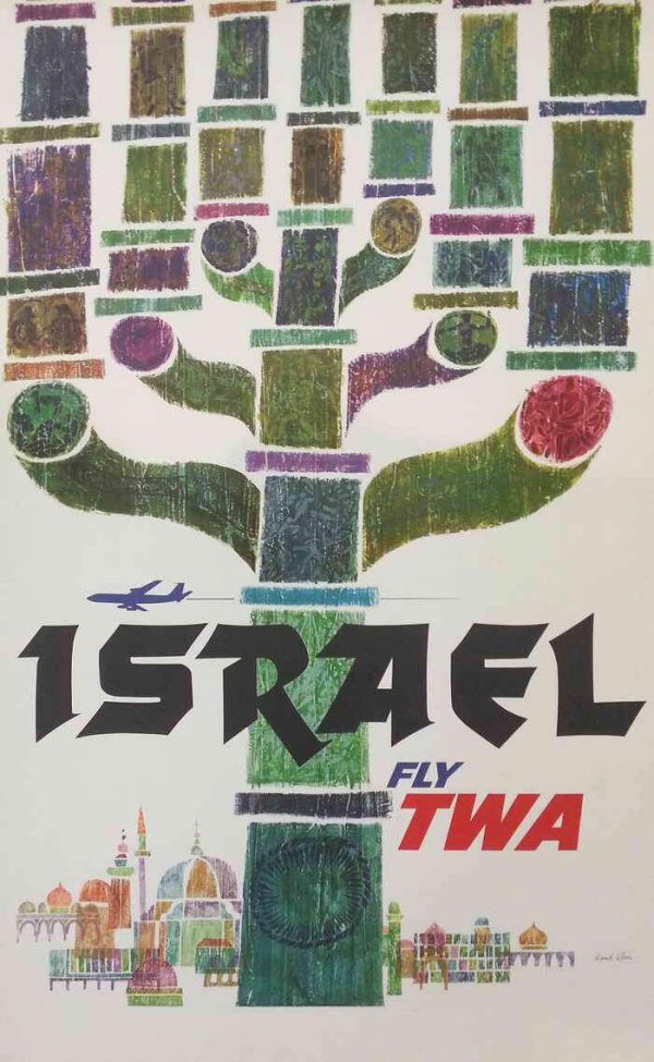 TWA- Fly to Israel Vintage Israeli Poster 1960s