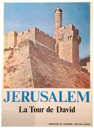 Vintage Israeli Tourism Poster "Jerusalem" David Tower Israel 1967