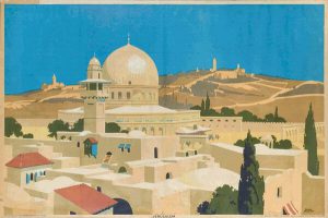 Extremely rare Jerusalem's Israel vintage tourism poster, Printed London 1920's