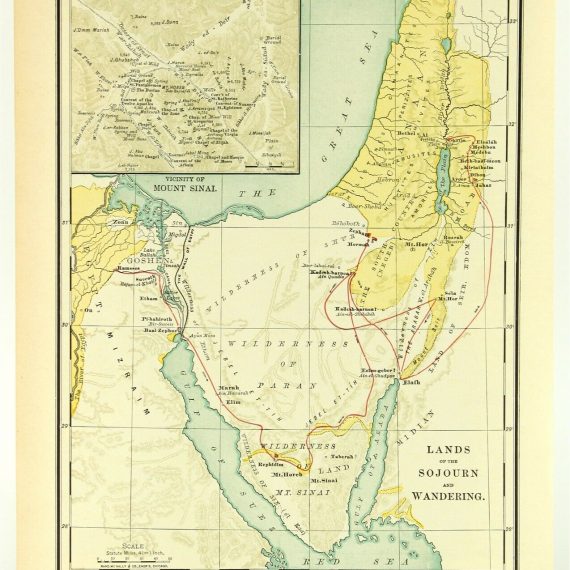 Vintage Biblical Map Lands of the Sojourn and Wandering Rand McNally ...