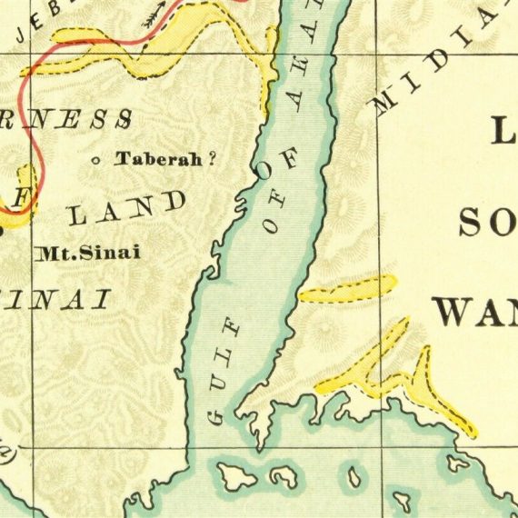 Vintage Biblical Map Lands of the Sojourn and Wandering Rand McNally