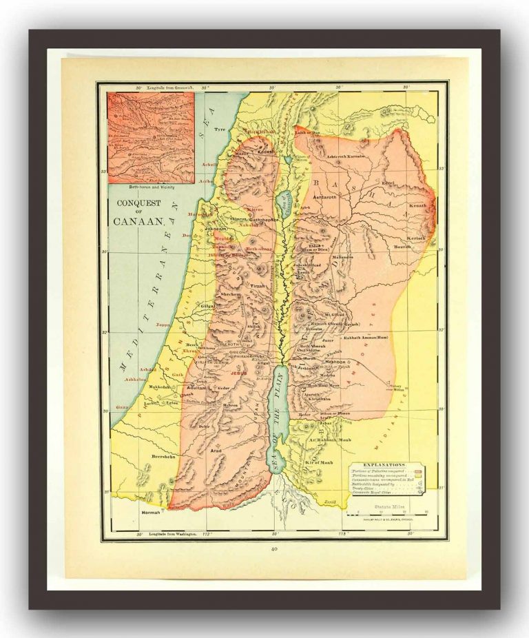 Vintage Biblical Map Conquest Of Canaan, Rand Mcnally, 1938 - Vintage 