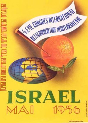Vintage poster of the 4th International Citrus Growers congres in Tel Aviv Israel 1956