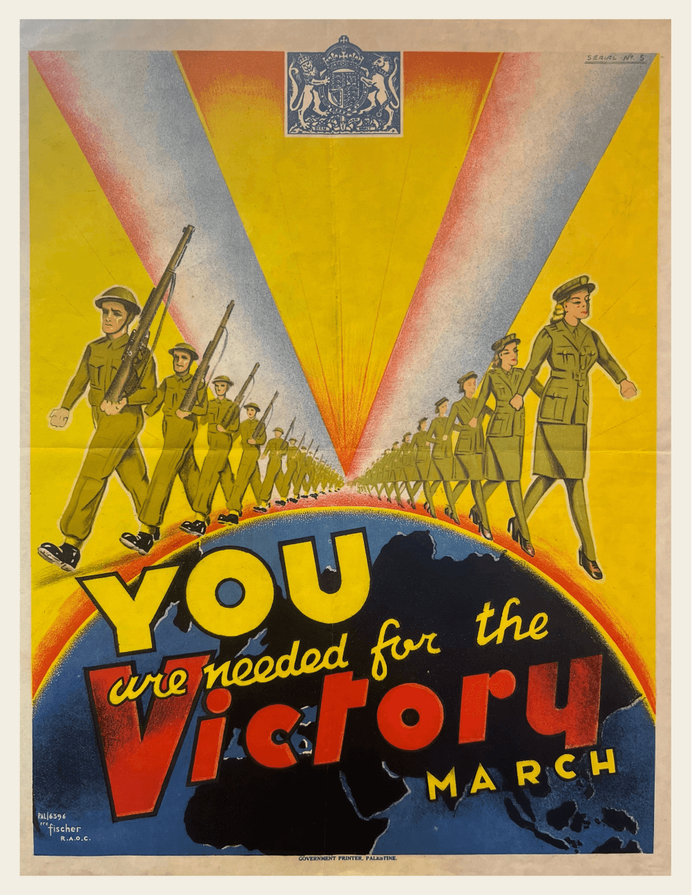 Jewish Brigade Special Recruitment Poster: "You are Needed for the Victory March" WWII, Rare 1943
