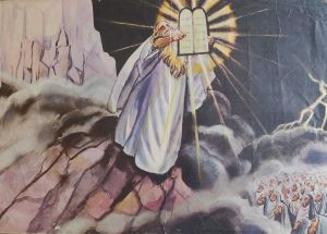 THE GIVING OF THE LAW (matan torah) Vintage Israeli Educational Poster Israel 1960's