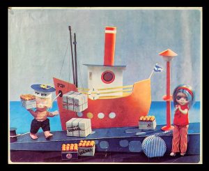 Vintage israel Yachin Advertising Poster – Israeli jaffa Citrus Export Diorama 1950 - 60